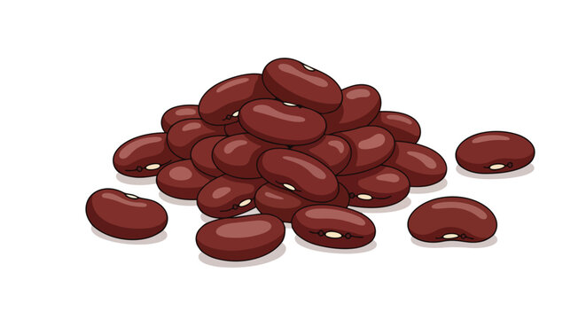 A pile of vibrant red kidney beans, showcasing their smooth texture and oval shape with a distinct white hilum, isolated on a clean white background