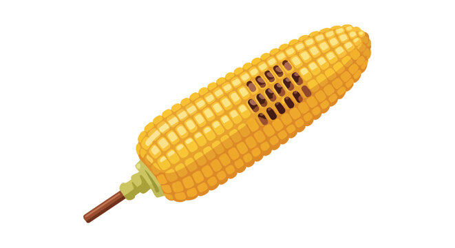 Creative Representation of Grilled Corn on the Cob with a Unique Square Pattern of Dark Kernels