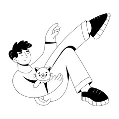 A glyph style illustration showing playing pet   © Vectors Market