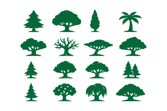 tree silhouettes on white background volume 
