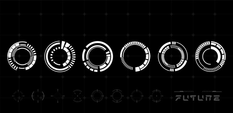 Set white circle technology or rounded futuristic . Vector editable