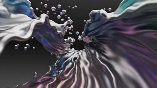 Iridescent Liquid Metal Abstract Motion Vortex.