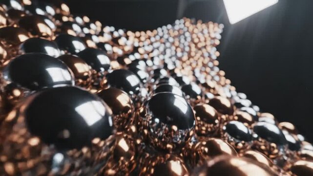 Macro Flowing Metallic Spheres And Beads Texture.
