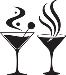 Steaming martini glass with garnish and smoke © Nurcreator