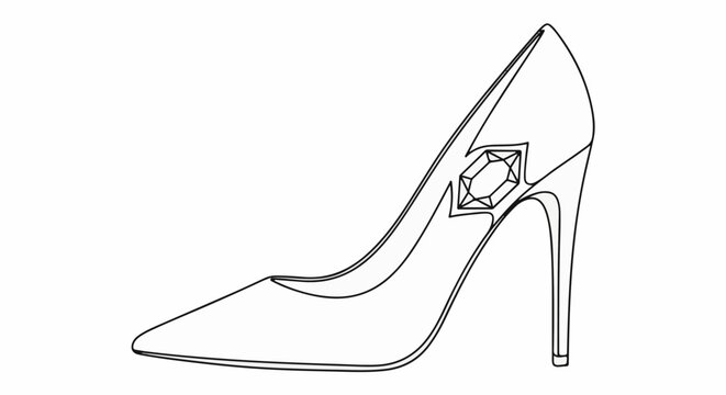 Elegant, pointed-toe high heel shoe with a faceted gem accent