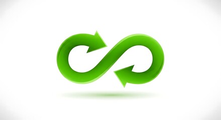 Obraz premium 3D green infinity symbol loop isolated on white background for design concepts