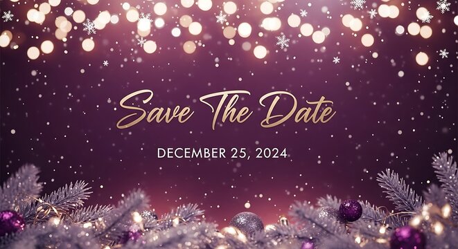 Elegant Save the Date Announcement for Christmas 2024 Celebration.