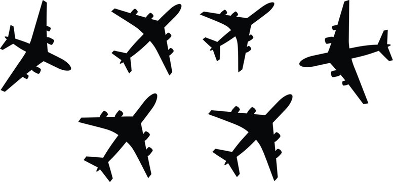 Group of diverse marathon runners in motion, set of seven black vector silhouettes of men and women jogging and sprinting isolated on white for fitness and sports design.