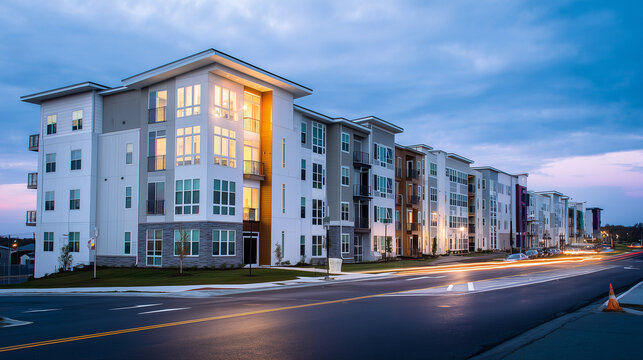 Modern Residential Buildings: Clean Lines and Natural Ambient Light in Professional Architectural Exterior Photography