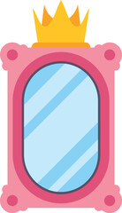 Naklejka premium Pink framed mirror having a golden crown on top, suitable for princess related concepts