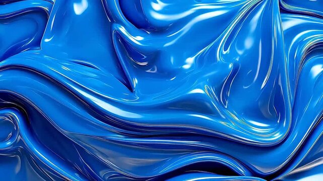 Blue liquid metal plastic flow abstract background