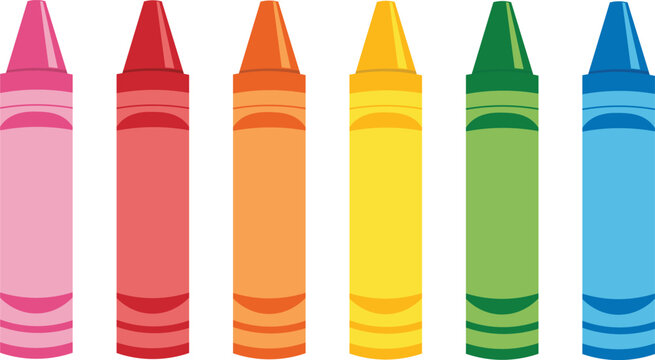 Colorful Crayon Set Flat Vector Illustration