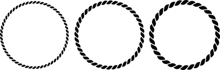 Rope Frame Icon Set. Nautical Border Sign.Circle border and nautical symbols. Twisted rope and round frame icons. Marine rope and vintage frame design  © Sultana Design