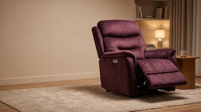 Plush recliner chair reclined in cozy living room setting