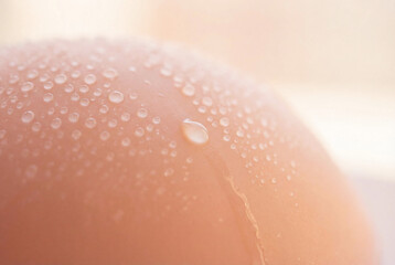 Fototapeta premium Macro close-up of water droplets on clean human skin for hydration skincare and beauty product background.