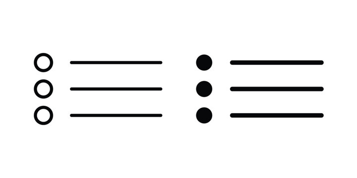 Bulleted list icon vectors set. vector icon for web design