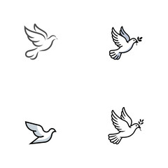 Obraz premium Four stylized dove with transparent backgrounds bird flying