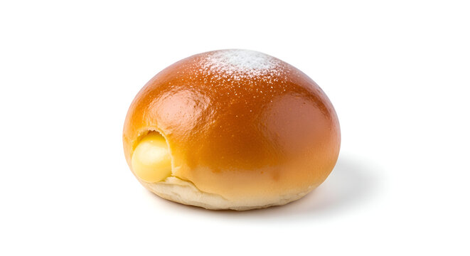 Delicious golden brown bread roll isolated.