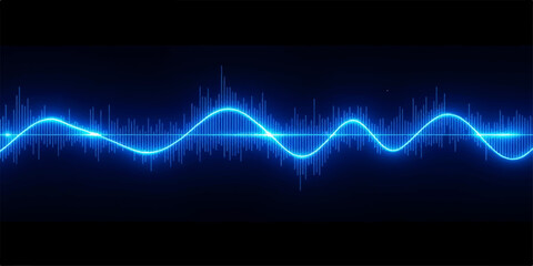 Fototapeta premium Abstract blue wave background featuring a digital medical heartbeat pulse graph and ECG line for health technology and business finance monitor charts