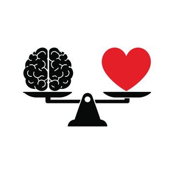Brain and heart on balance scale