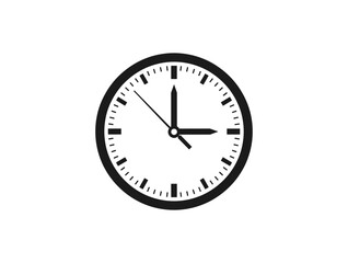Fototapeta premium Minimalist black and white analog clock design on white background