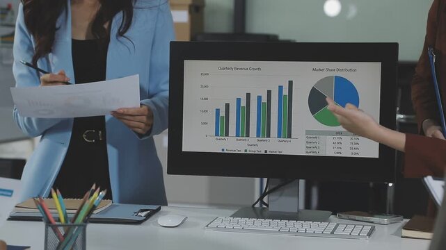 Business data dashboard provide business intelligence analytic for marketing strategy planning brisk with big data set to analyze customer demands and foreseeing business future