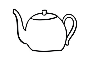 Fototapeta premium Teapot Cute Coloring Kitchen and Cooking Theme