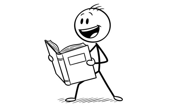 stickman, stick figure, stick figure holding book above head, stickman lifting book