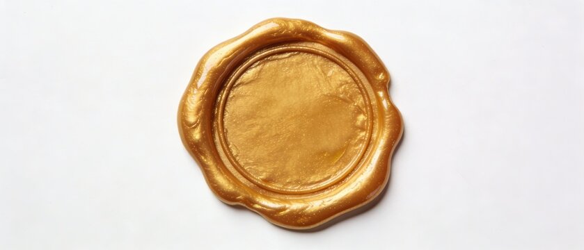 Selo de cera dourado em branco isolado no fundo branco
