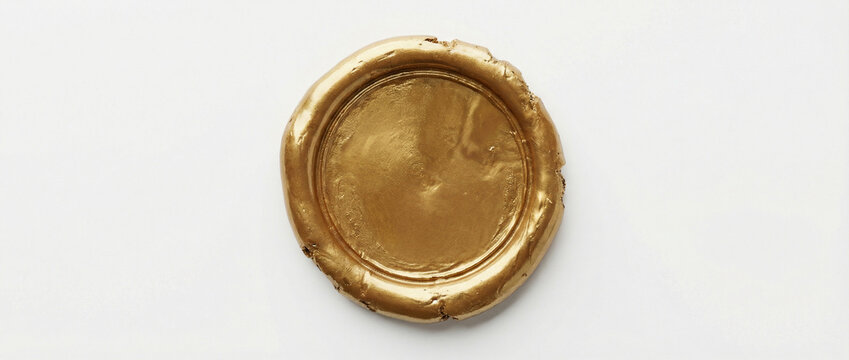 Mockup de lacre de cera dourado vazio para certificados e convites de casamento