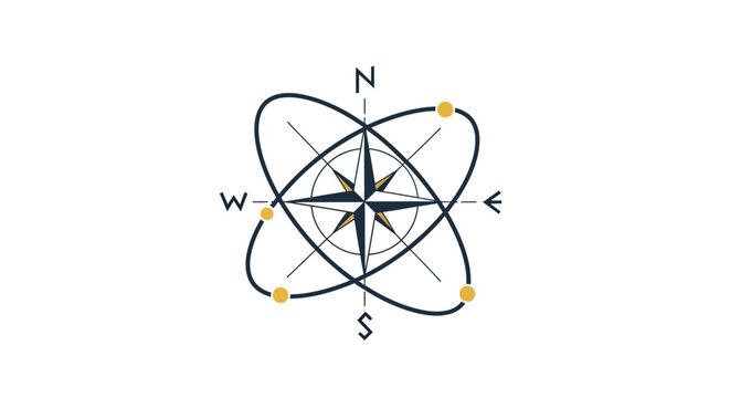 Navigation compass with directional lines.