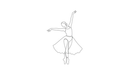 A minimalist outline of a ballerina poised gracefully, captured in a single continuous line © Sendal