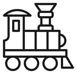 Minimalist black line vector icon of a vintage steam locomotive train engine, scalable illustration of a classic railway transport vehicle for travel, logistics, and transportation design. © Fahad