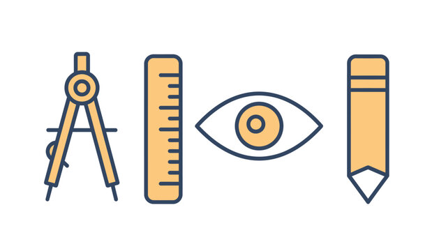drafting tools vector illustration, flat design compass and ruler