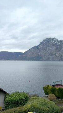 Lake mountain benches traunsee and traunstein