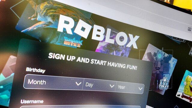 a computer screen with the roblox website.