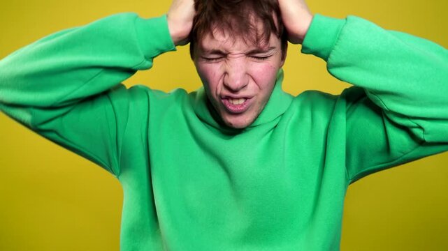 Drunk man suffering from hangover