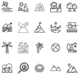 Fototapeta premium Collection of Line Representing Nature Landscapes and Outdoor Scenes 1
