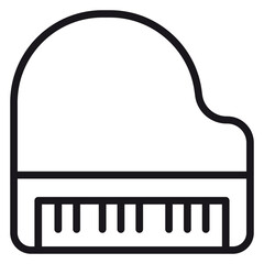 Elegant minimalist black line vector icon of a grand piano, showcasing the classic curved silhouette and keyboard keys, ideal for music education, concert posters, and creative graphic design. © Zainab