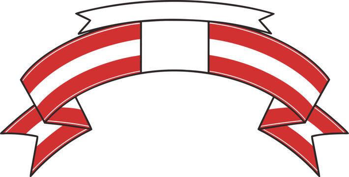 Red white and black peruvian flag waving banner with text