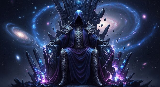 Dark Fantasy King Sits on Throne.