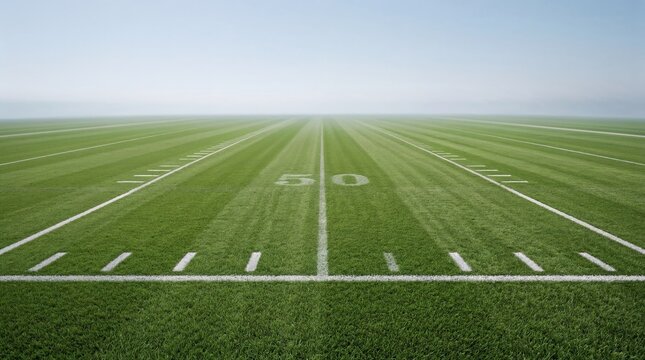 American football field with green grass.