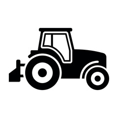 Fototapeta premium Black Silhouette Vector Icon of a Farm Tractor, Side View