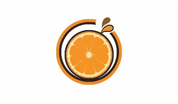 Juicy orange badge logo citrus fruit slice emblem fresh juice brand vector illustration