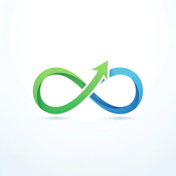 Gradient infinity logo with blue and green tones representing technology growth and continuous innovation branding identity