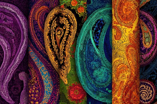 paisley patterns in boho color scheme