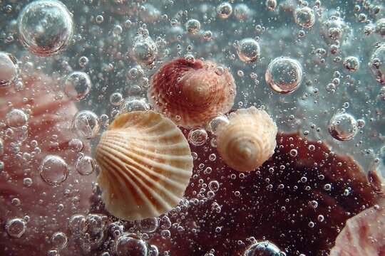 underwater bubble and sea shell patterns
