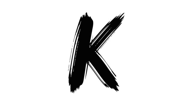 Bold black letter k on white background for design elements