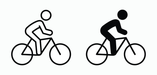 Obraz premium Bicycle Rider Doodle Icon Set – Editable Outline Stroke Vector
