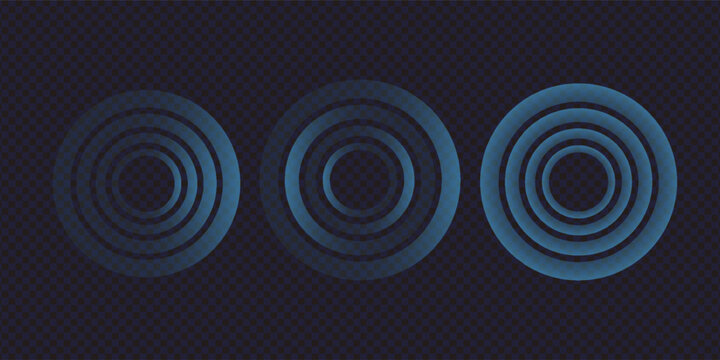 Sound wave. Signal concentric circle. Round light effect. Wifi range. Radio station signal. Water ripple with circle waves. A place or a painful point. Radar screen. Vector effect. Eps 10